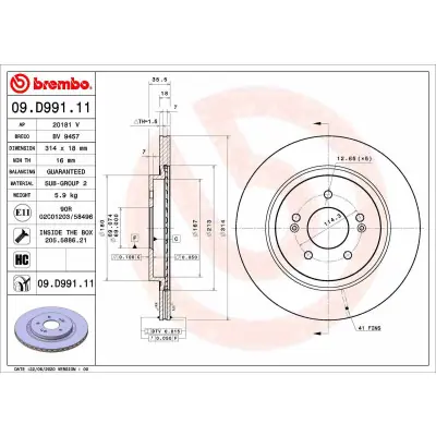 Disco de freno BREMBO 09.D991.11 Promoción Exclusiva